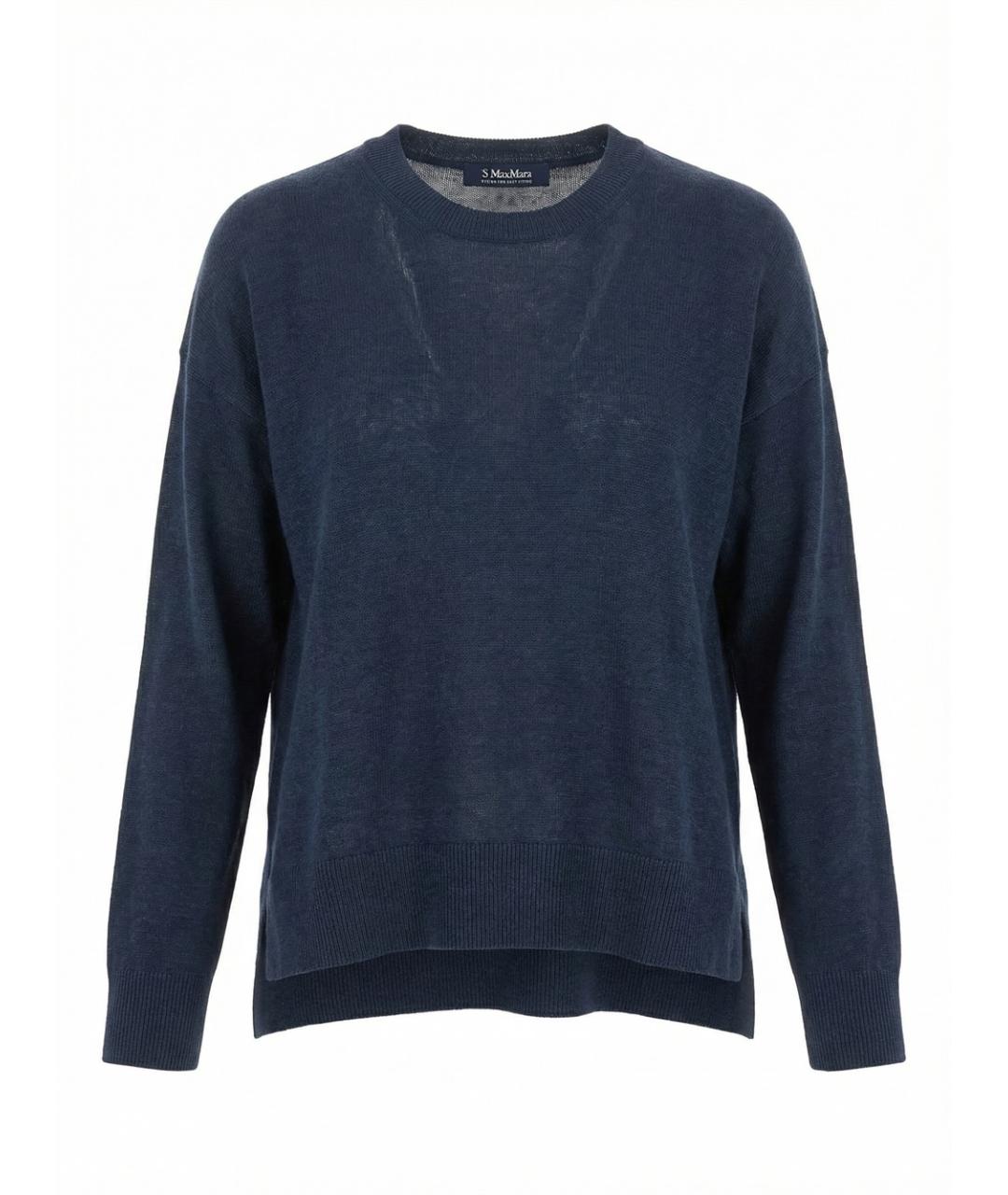 MAX MARA Синий льняной джемпер / свитер, фото 1