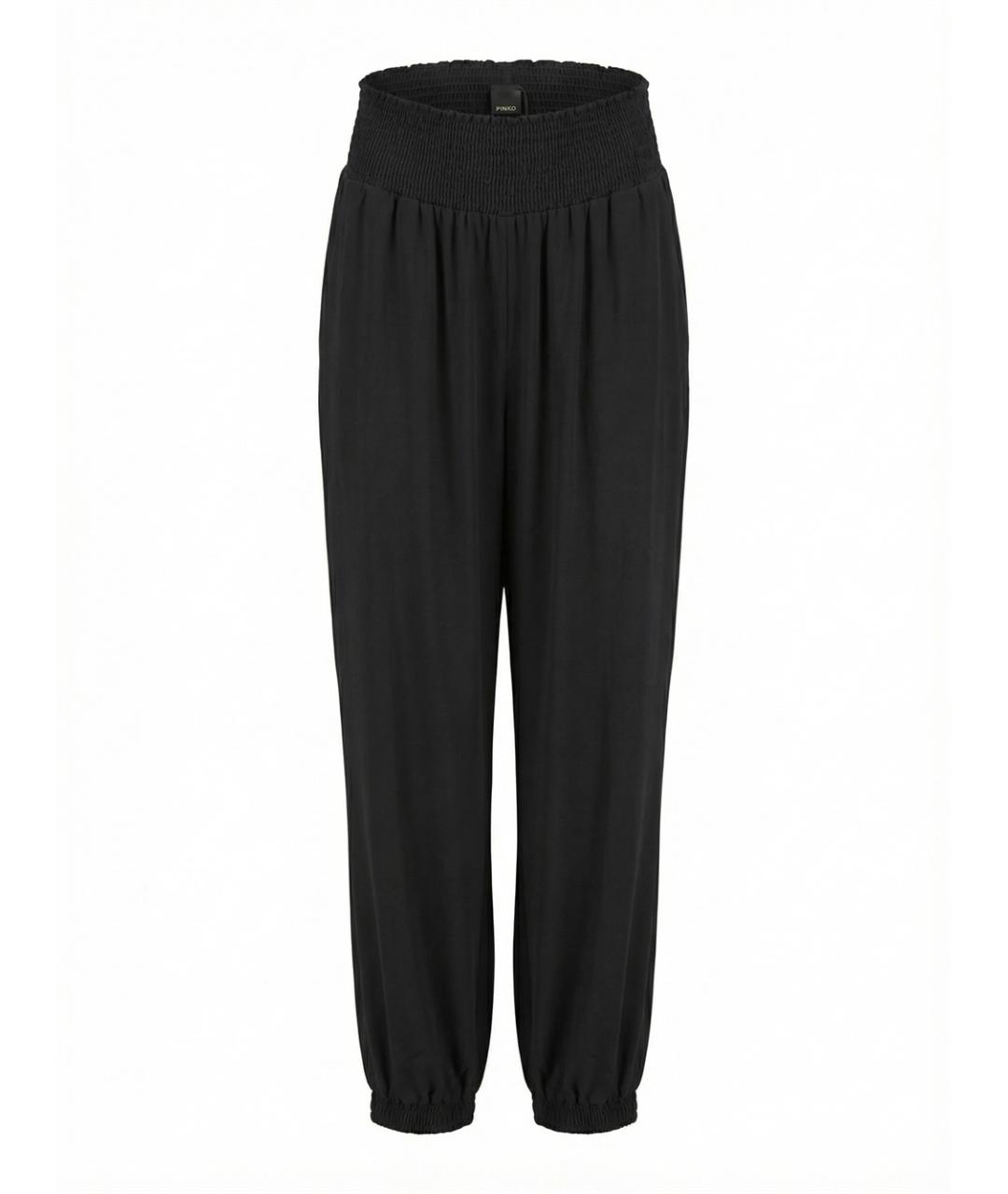 PINKO Черные вискозные брюки широкие, фото 1