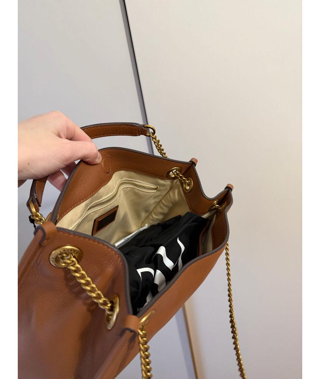 RALPH LAUREN Коричневая кожаная сумка через плечо, фото 4