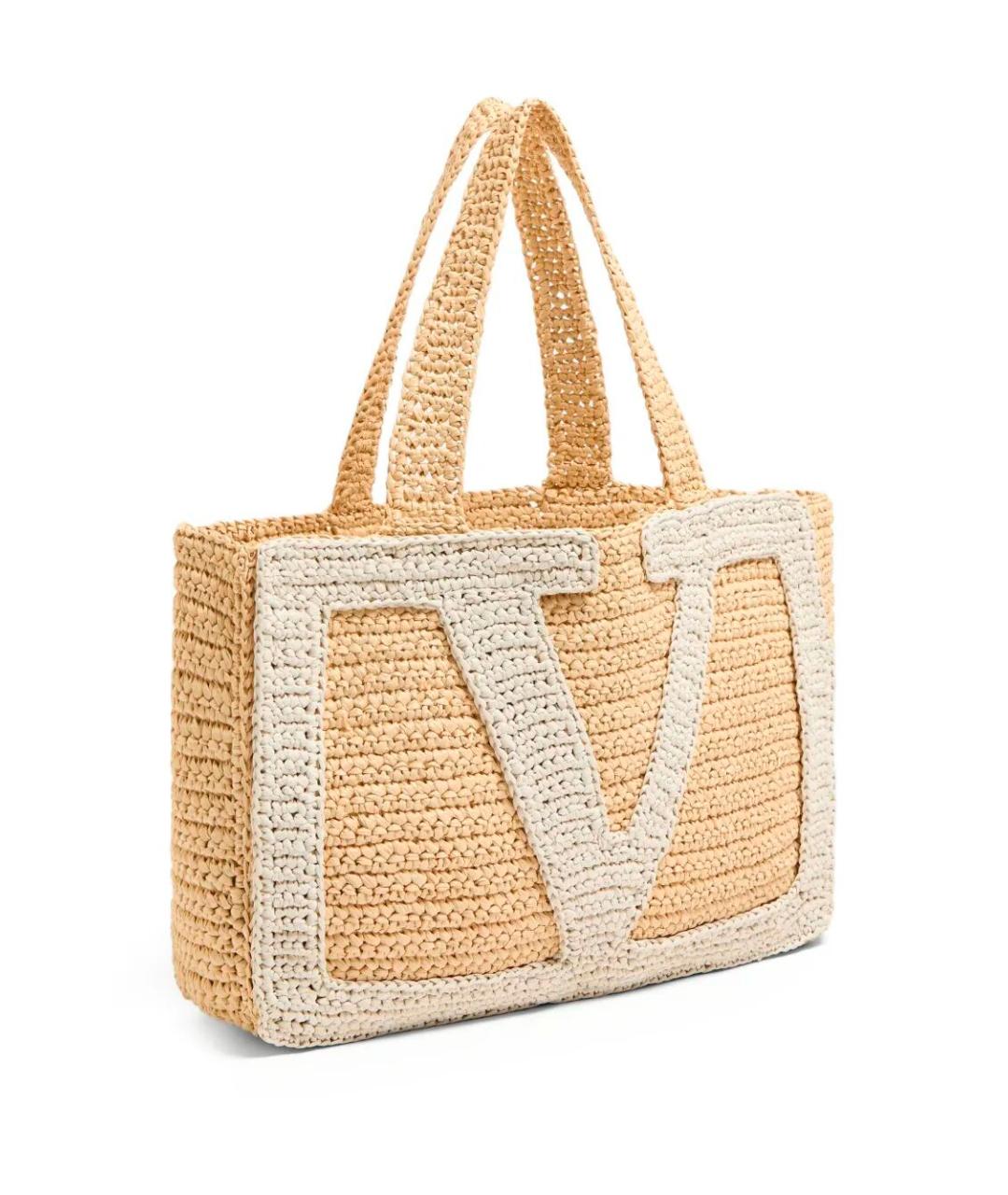 VALENTINO Бежевая пелетеная сумка тоут, фото 4