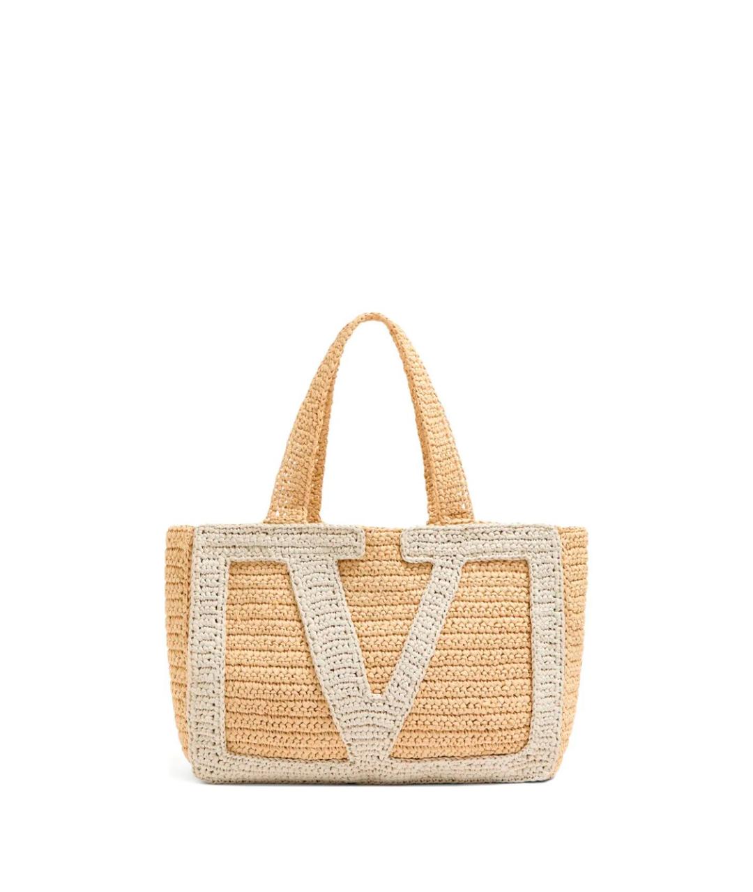 VALENTINO Бежевая пелетеная сумка тоут, фото 1