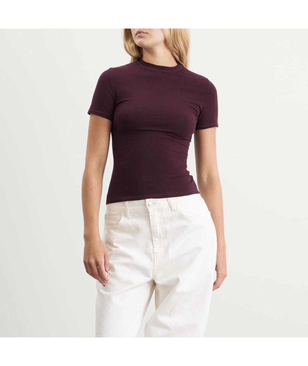 SKIMS Бордовый хлопковый костюм с брюками, фото 6