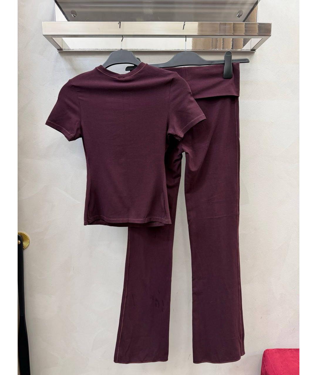 SKIMS Бордовый хлопковый костюм с брюками, фото 2