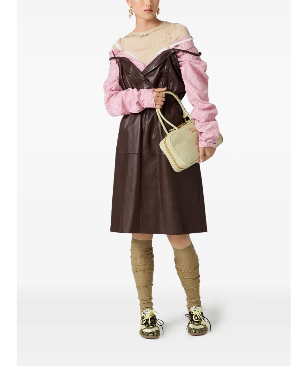 MIU MIU Розовое хлопковое повседневное платье, фото 2