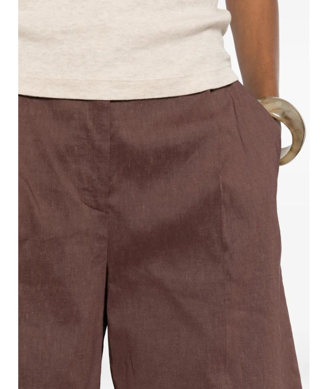 PINKO Коричневые льняные шорты, фото 5