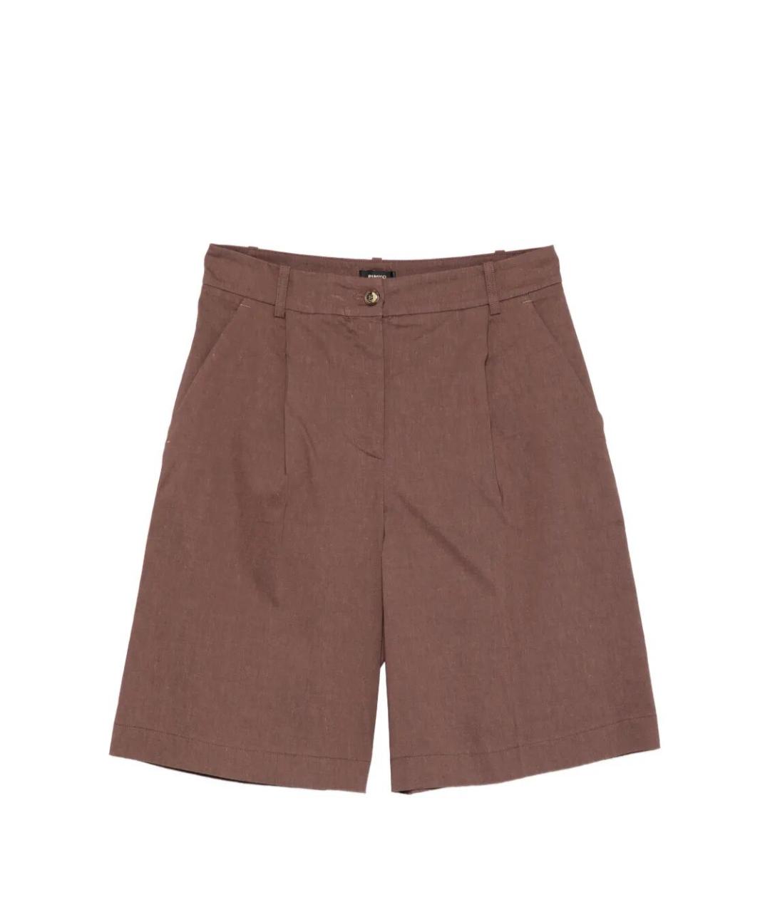 PINKO Коричневые льняные шорты, фото 1