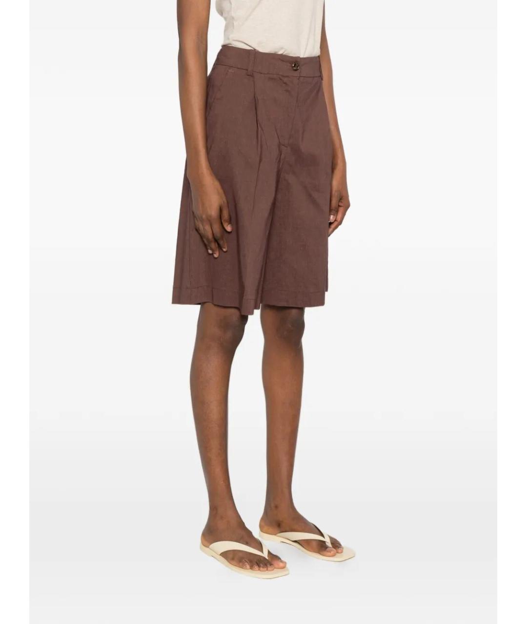 PINKO Коричневые льняные шорты, фото 3