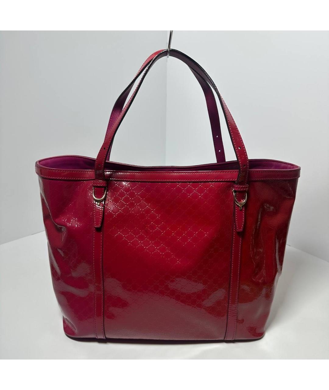 GUCCI Красная сумка тоут из лакированной кожи, фото 6