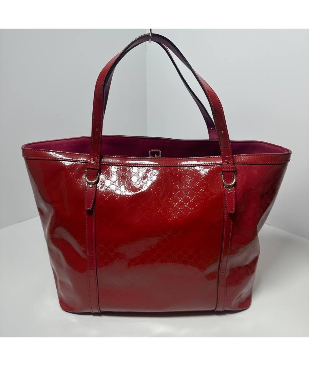 GUCCI Красная сумка тоут из лакированной кожи, фото 2