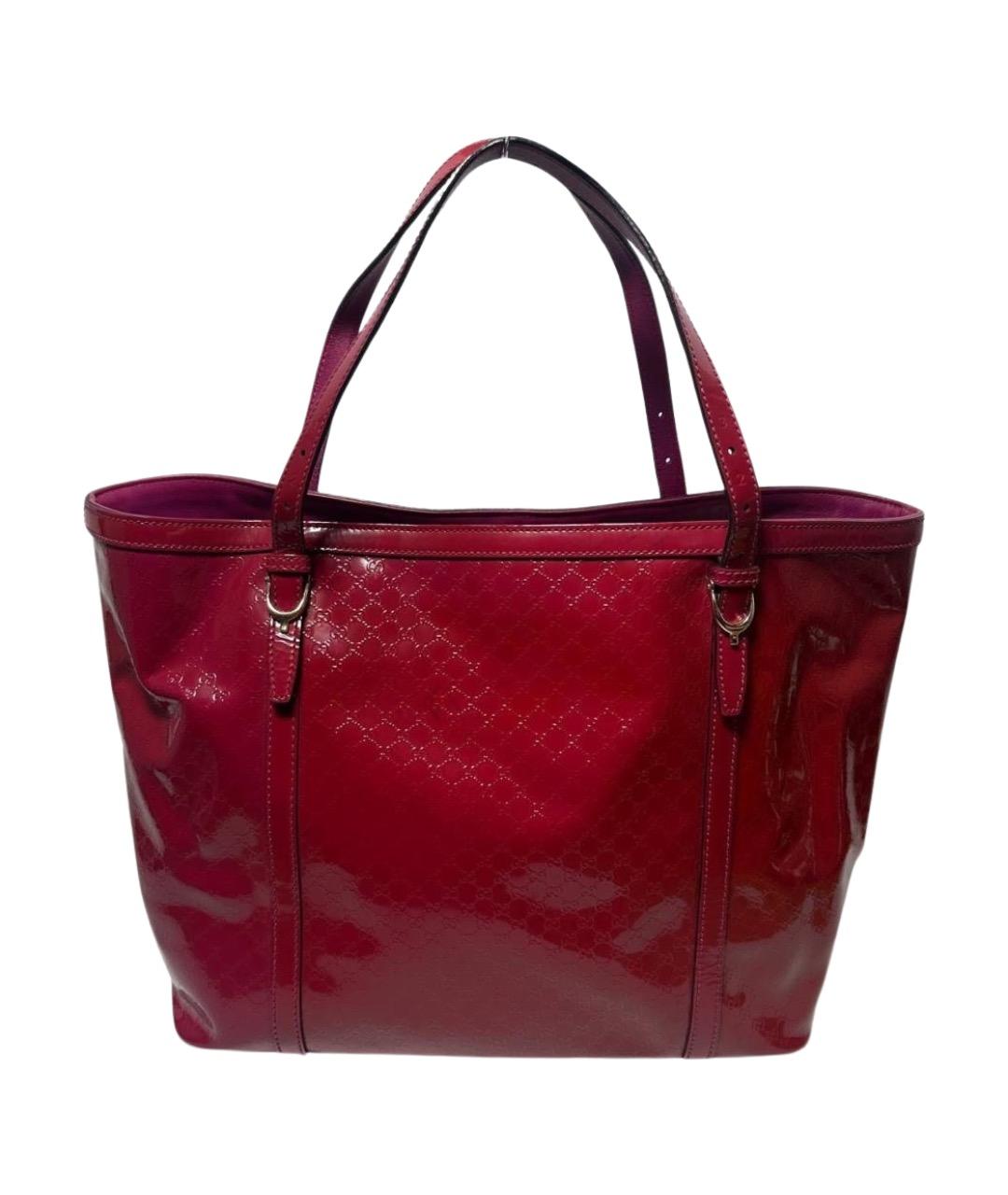 GUCCI Красная сумка тоут из лакированной кожи, фото 1
