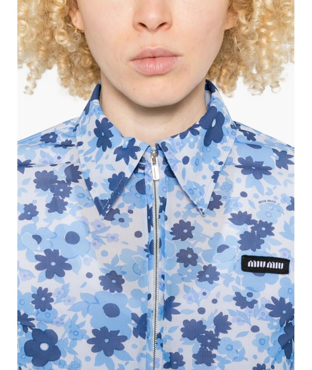 MIU MIU Голубая полиамидовая рубашка, фото 3