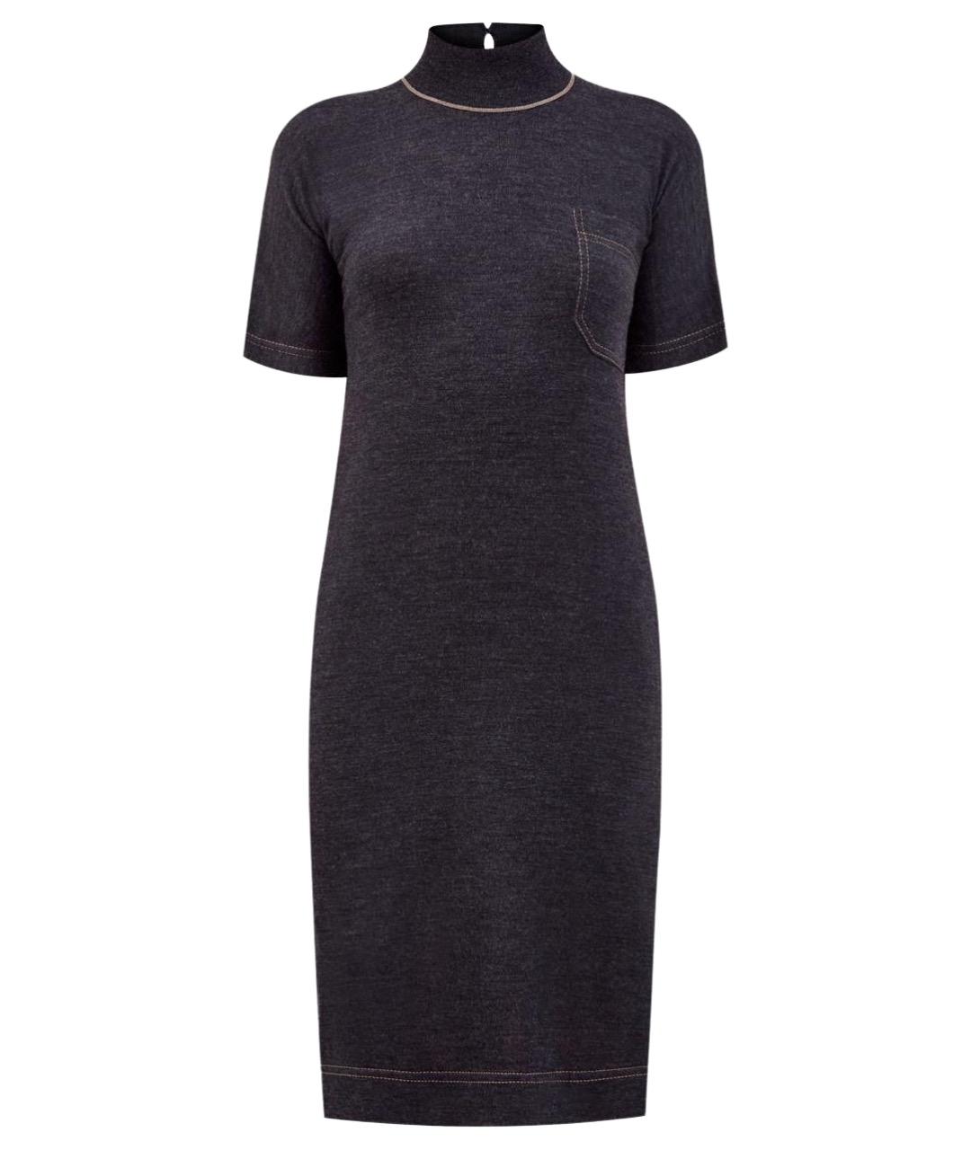 BRUNELLO CUCINELLI Серое шерстяное платье, фото 1