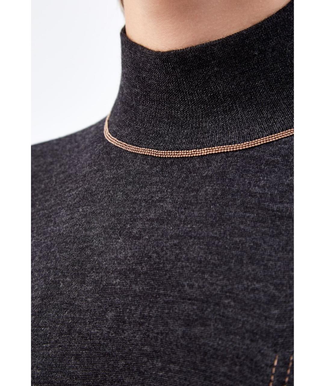 BRUNELLO CUCINELLI Серое шерстяное платье, фото 2