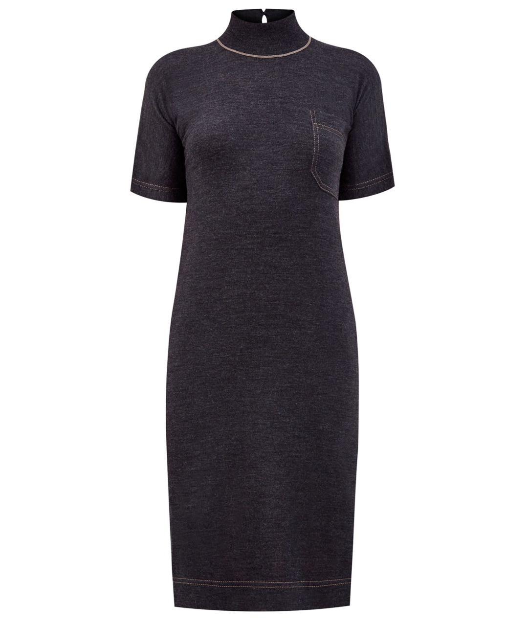 BRUNELLO CUCINELLI Серое шерстяное платье, фото 3