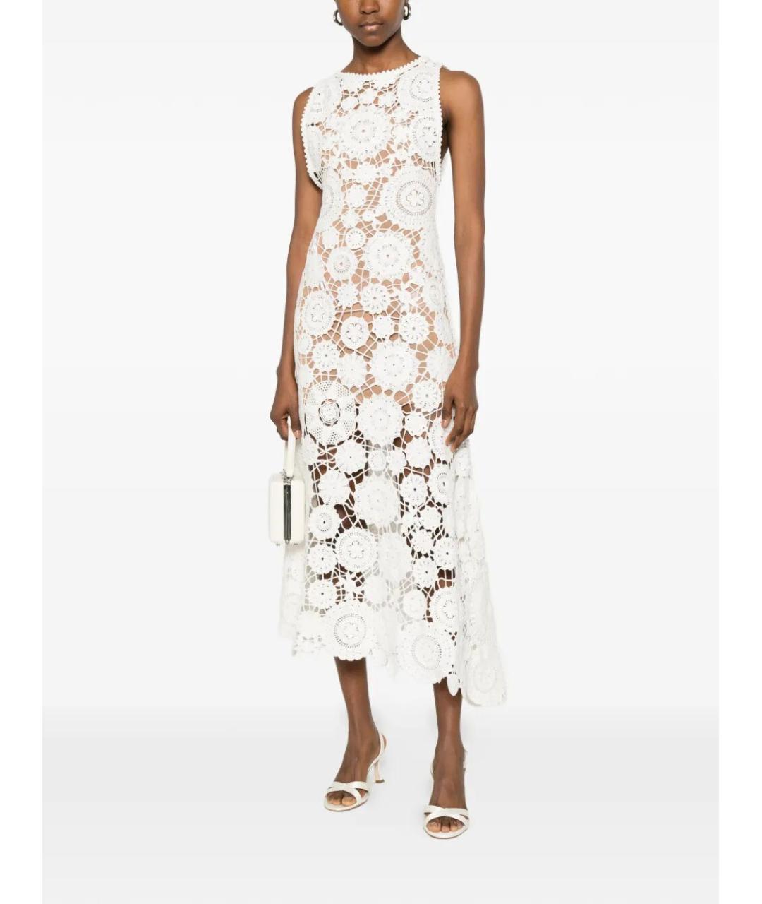 SELF-PORTRAIT Белое хлопковое повседневное платье, фото 3