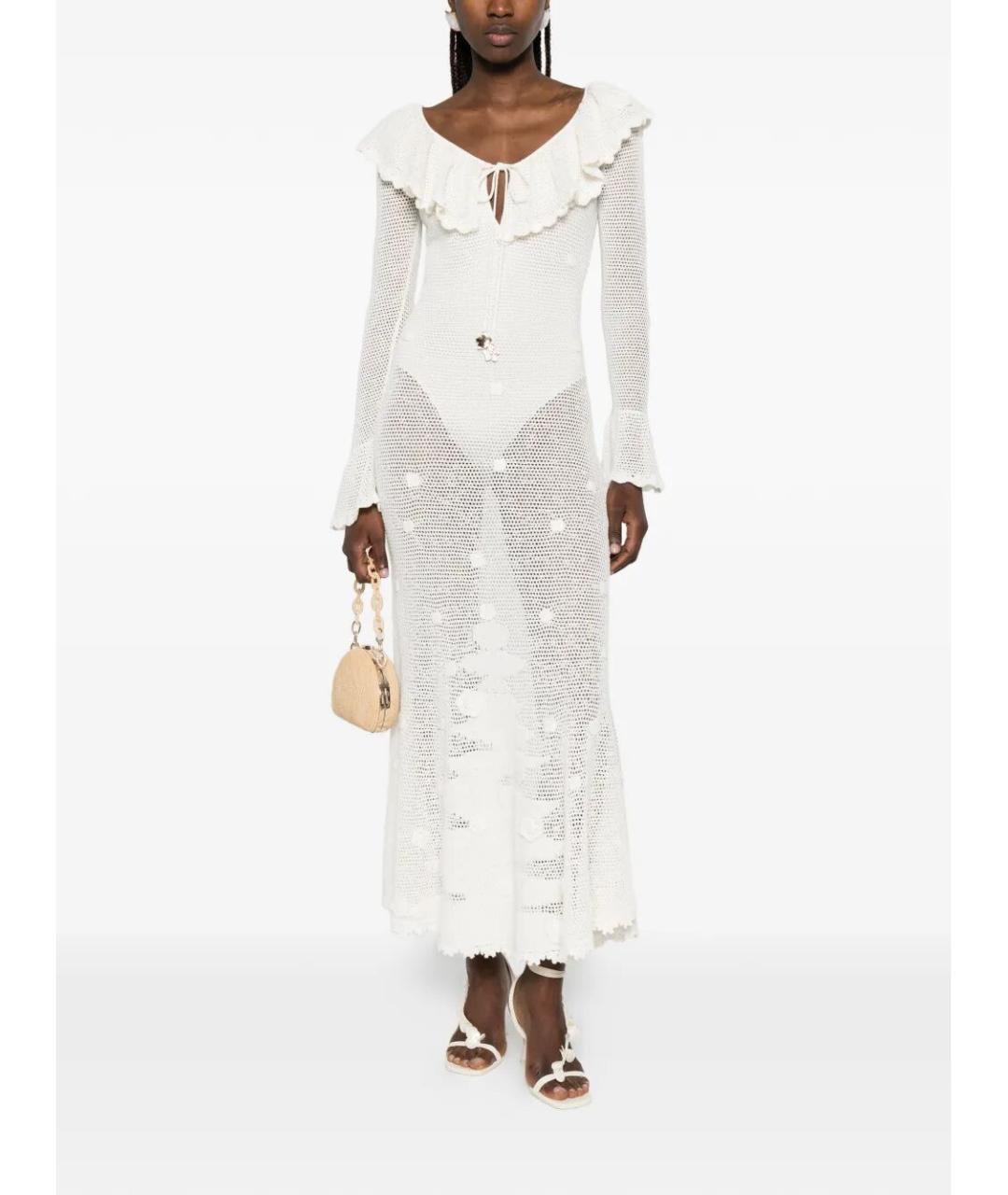 SELF-PORTRAIT Белое хлопковое коктейльное платье, фото 2