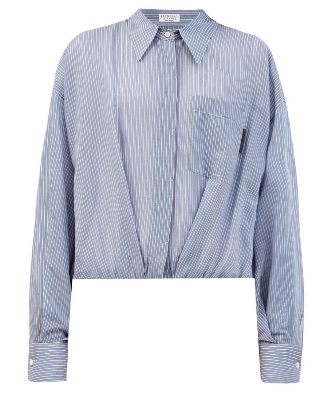 BRUNELLO CUCINELLI Голубая хлопковая рубашка, фото 4