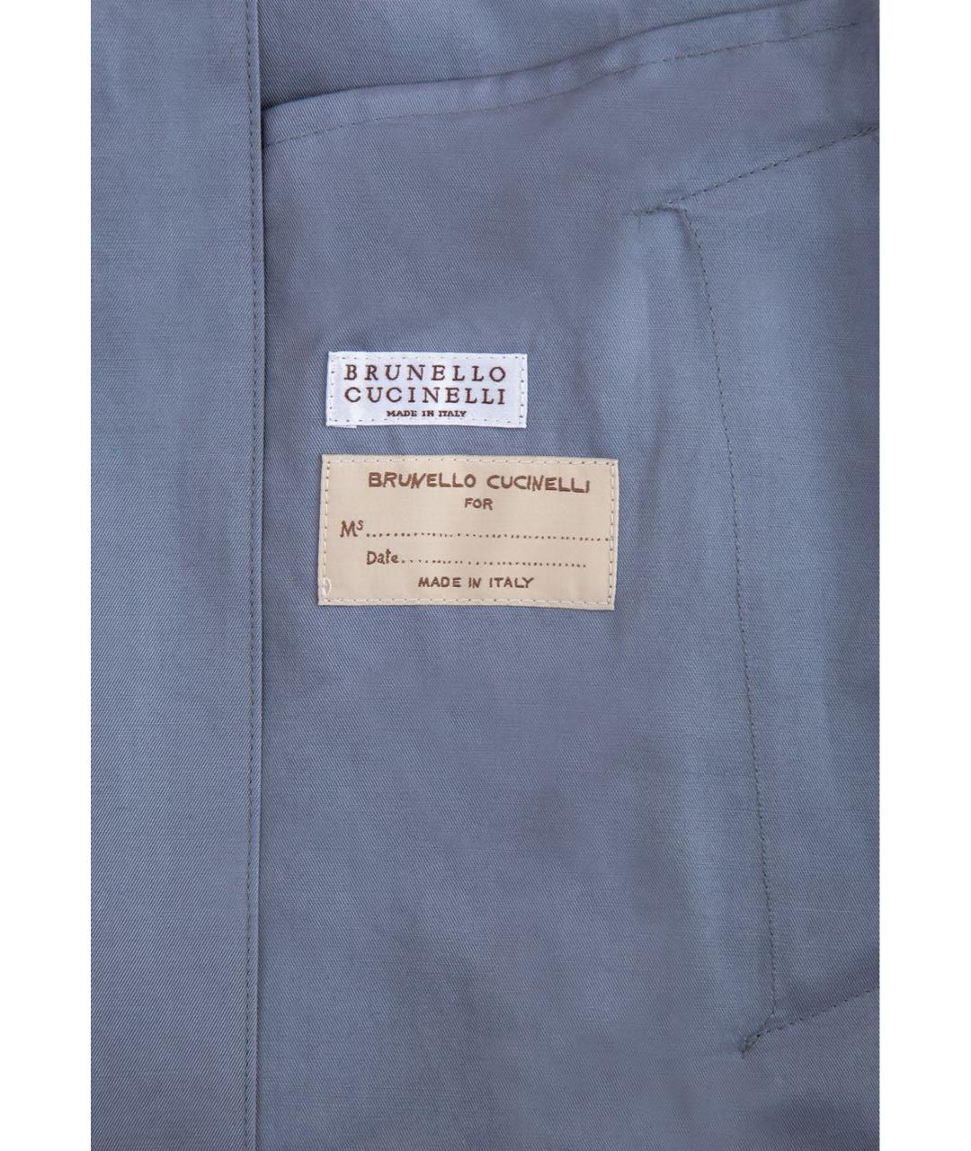 BRUNELLO CUCINELLI Голубой хлопковый тренч/плащ, фото 6