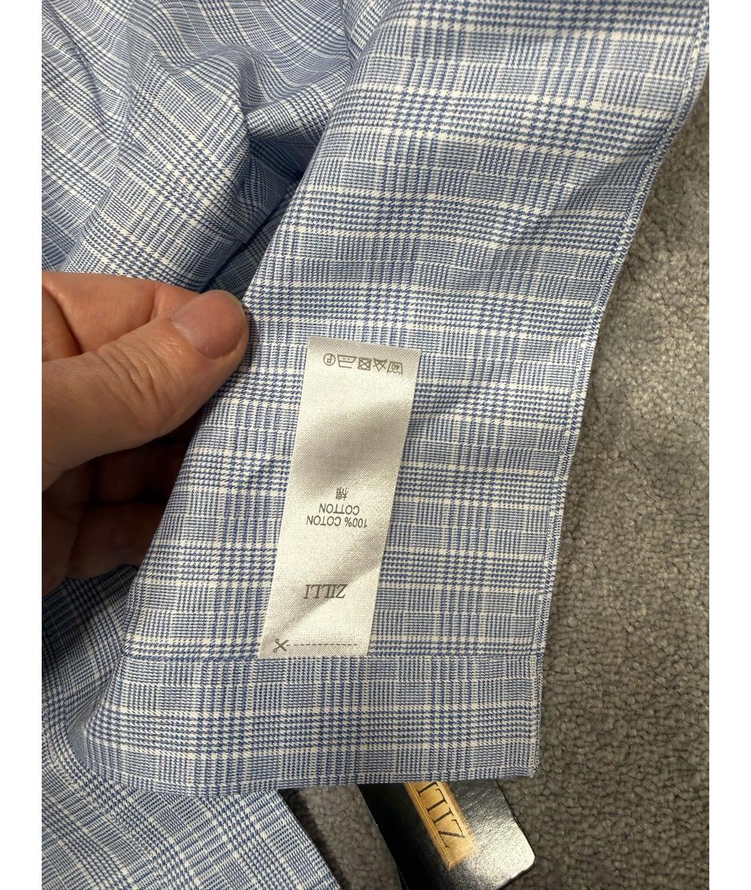 ZILLI Голубая хлопковая классическая рубашка, фото 8