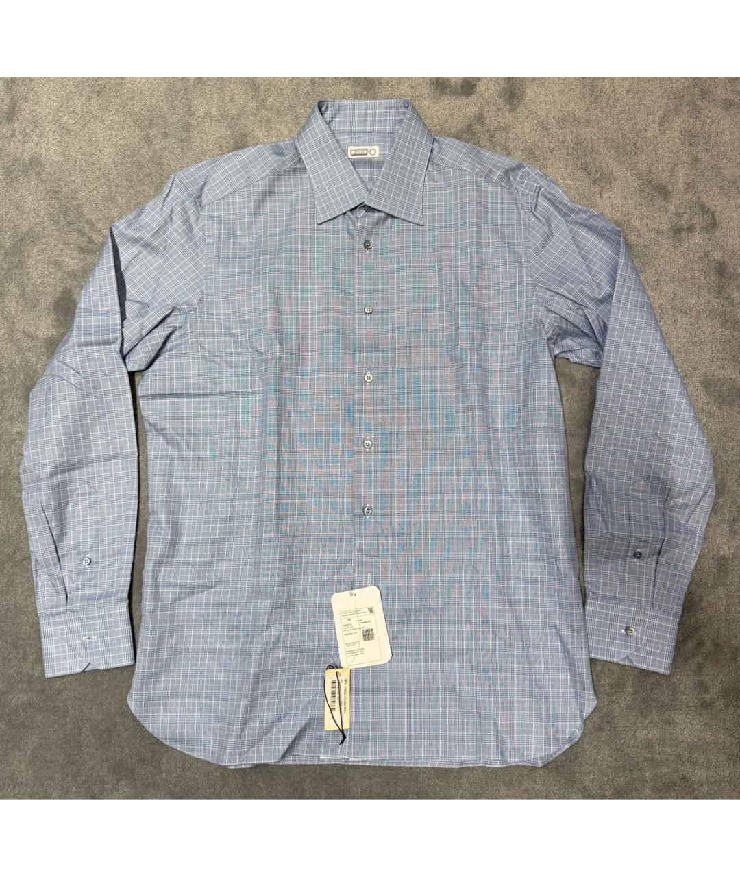 ZILLI Голубая хлопковая классическая рубашка, фото 9