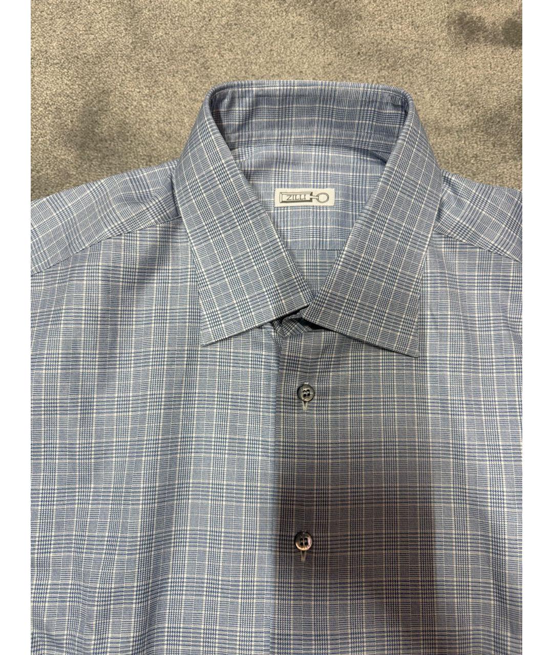 ZILLI Голубая хлопковая классическая рубашка, фото 3