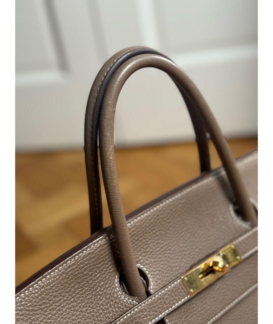 HERMES Коричневая кожаная сумка с короткими ручками, фото 7