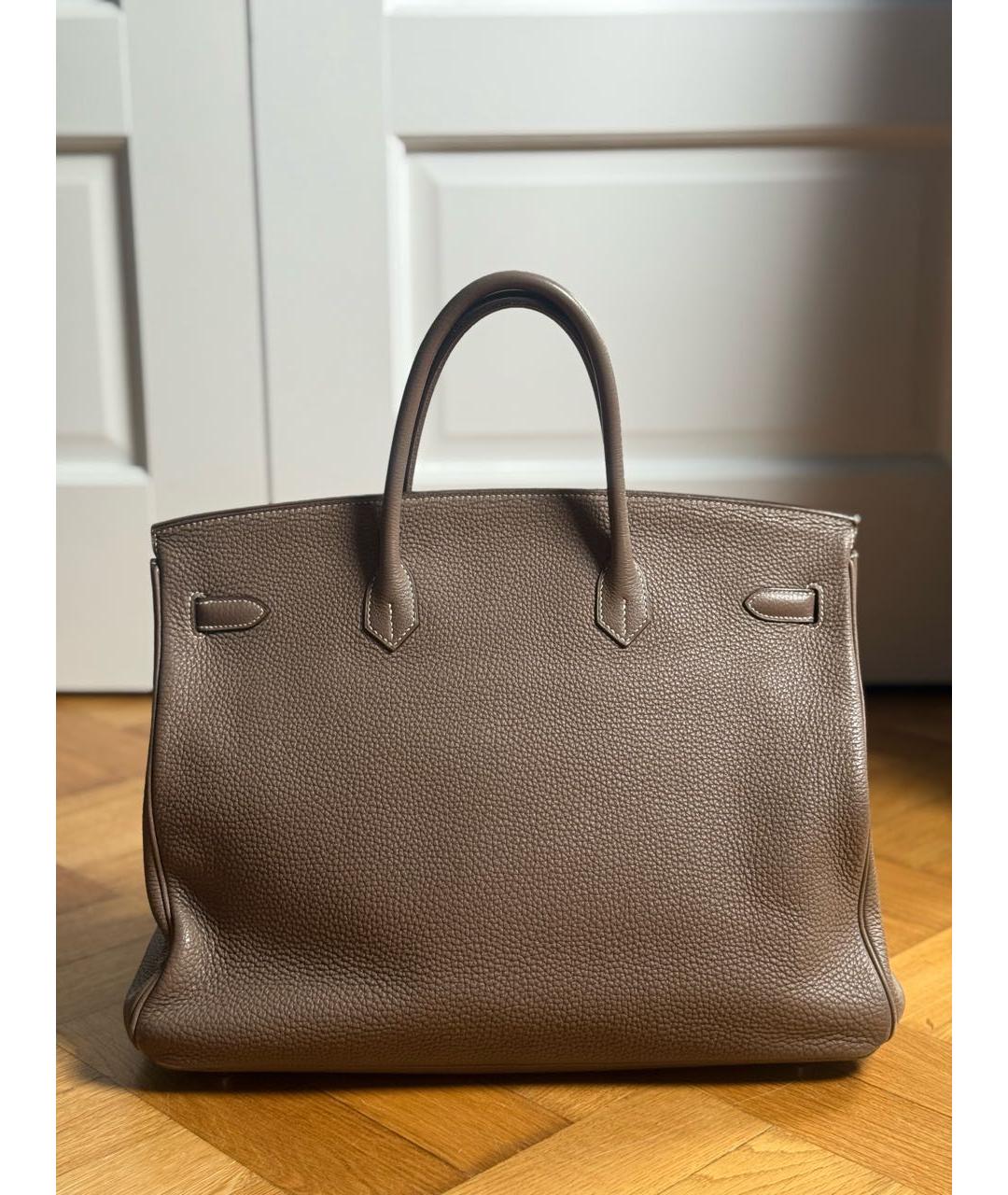 HERMES Коричневая кожаная сумка с короткими ручками, фото 3