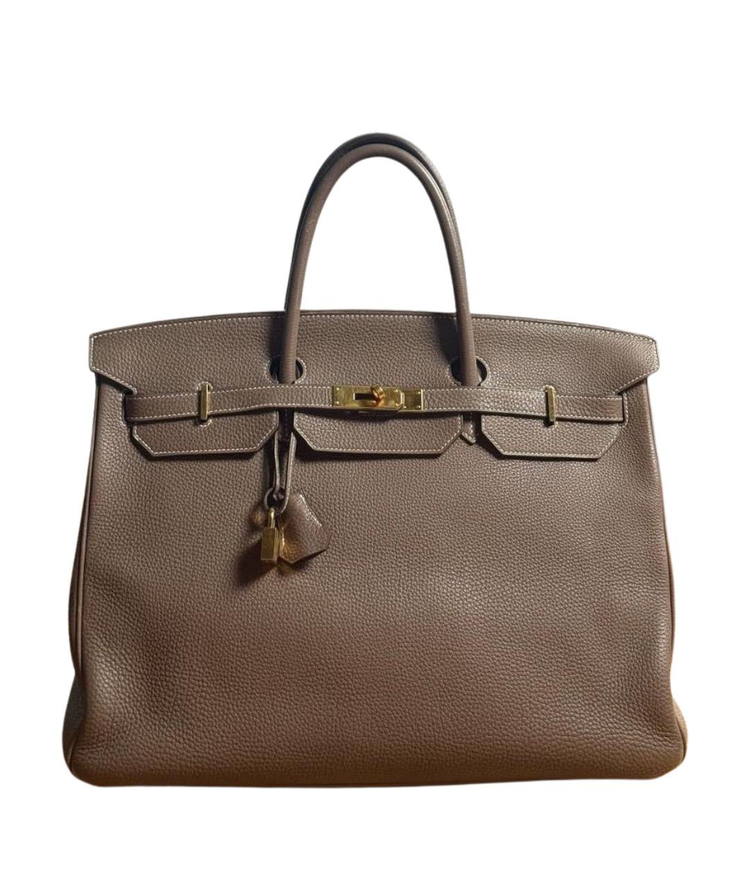 HERMES Коричневая кожаная сумка с короткими ручками, фото 1