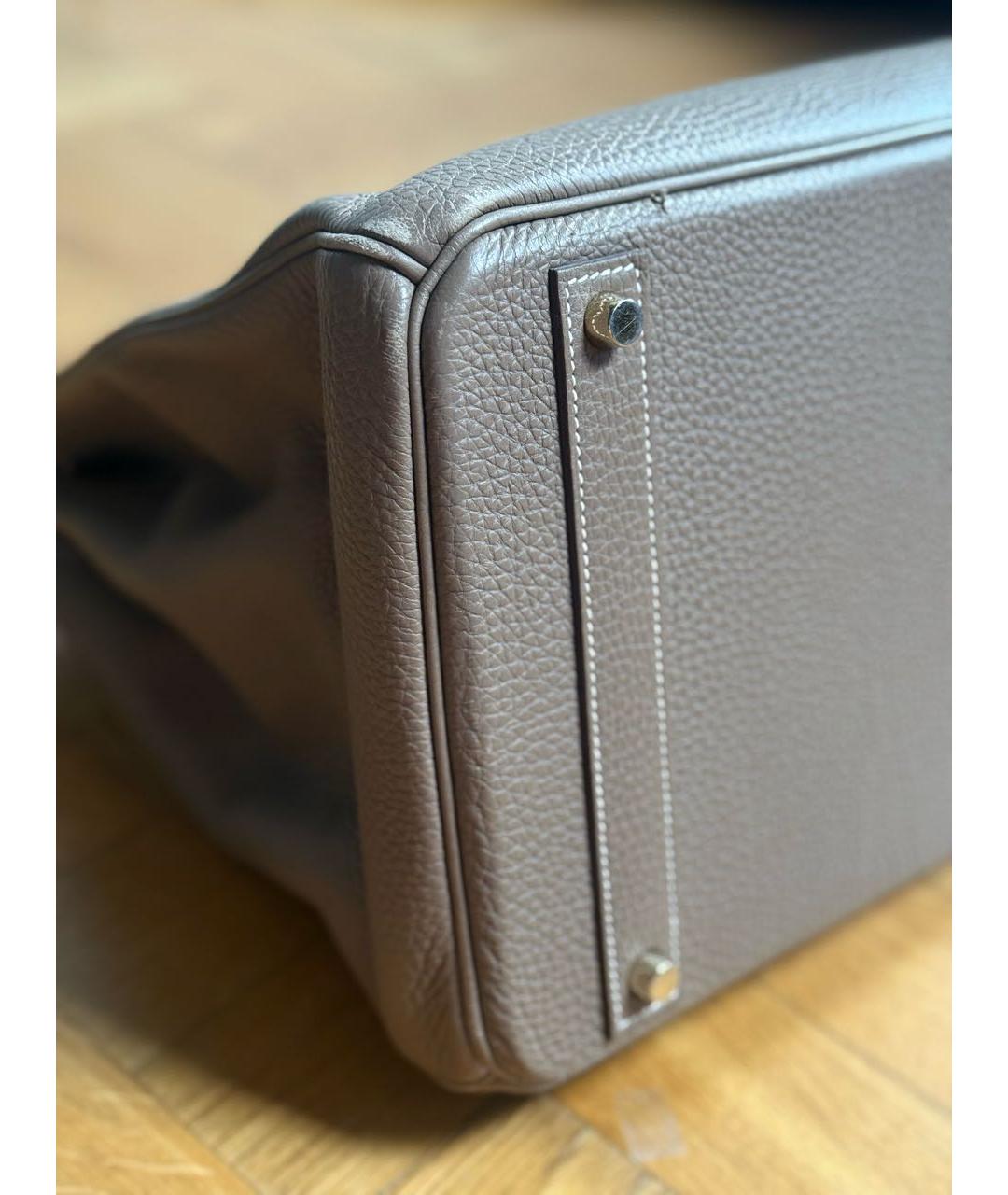 HERMES Коричневая кожаная сумка с короткими ручками, фото 6