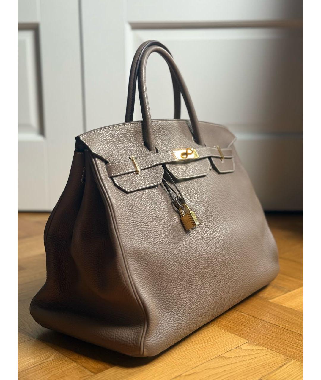 HERMES Коричневая кожаная сумка с короткими ручками, фото 2