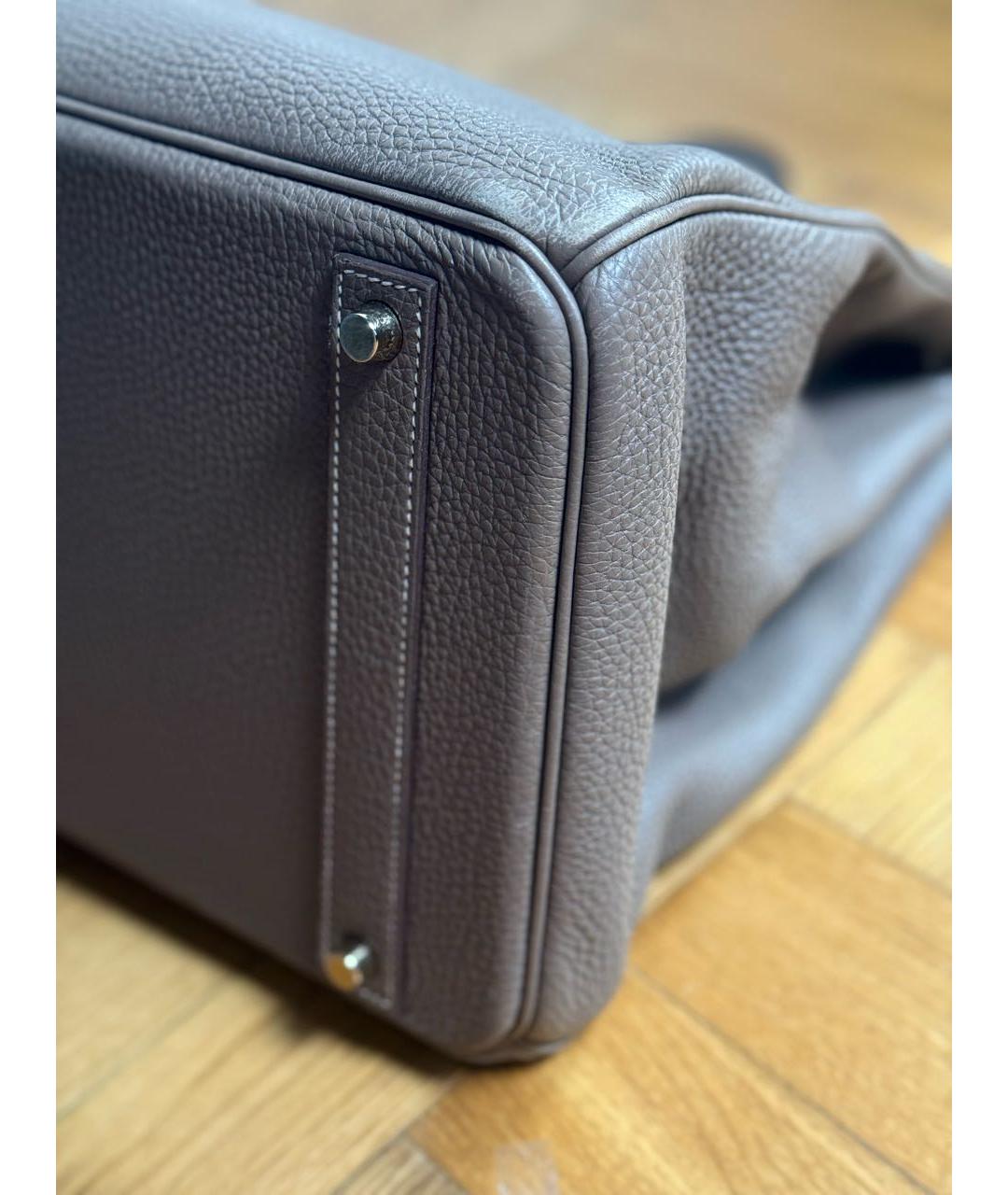 HERMES Коричневая кожаная сумка с короткими ручками, фото 5