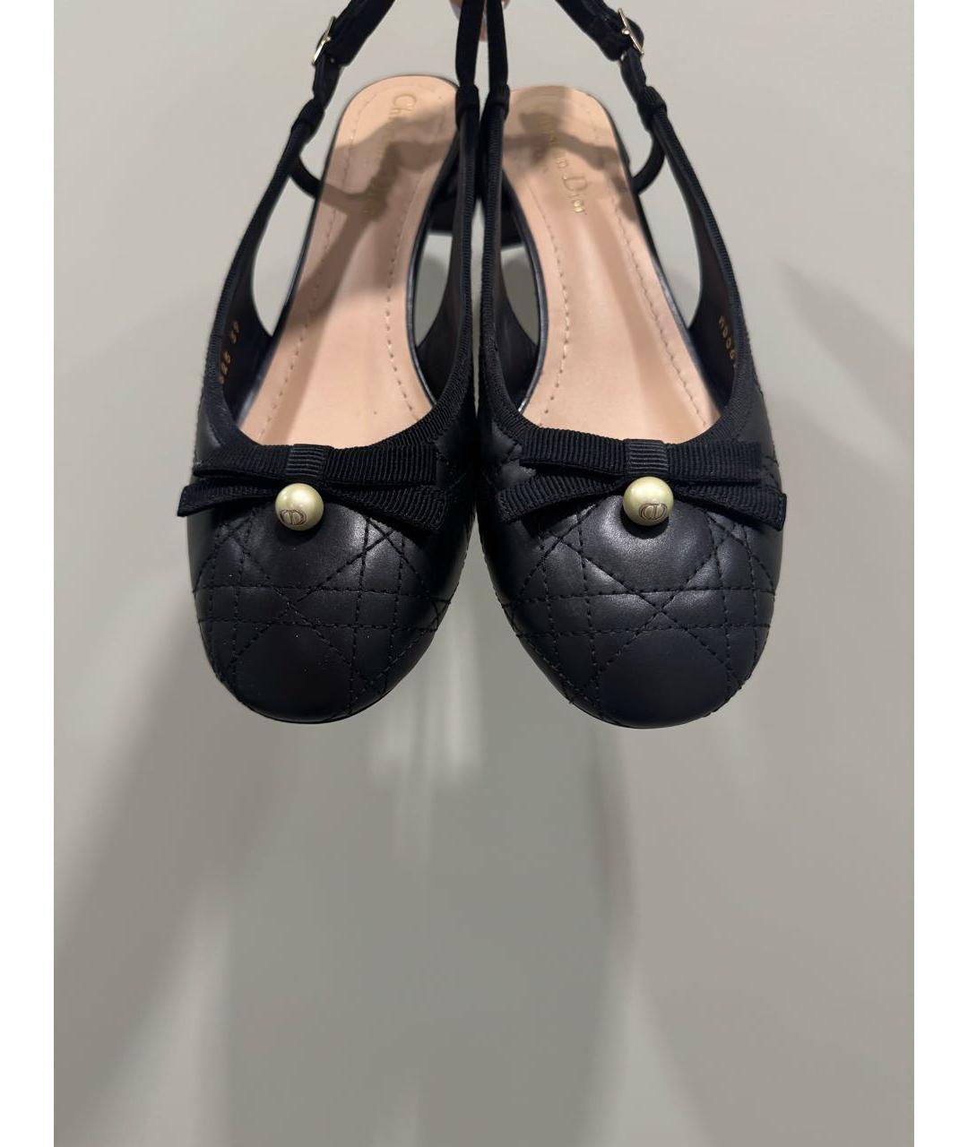 CHRISTIAN DIOR Черные кожаные балетки, фото 2