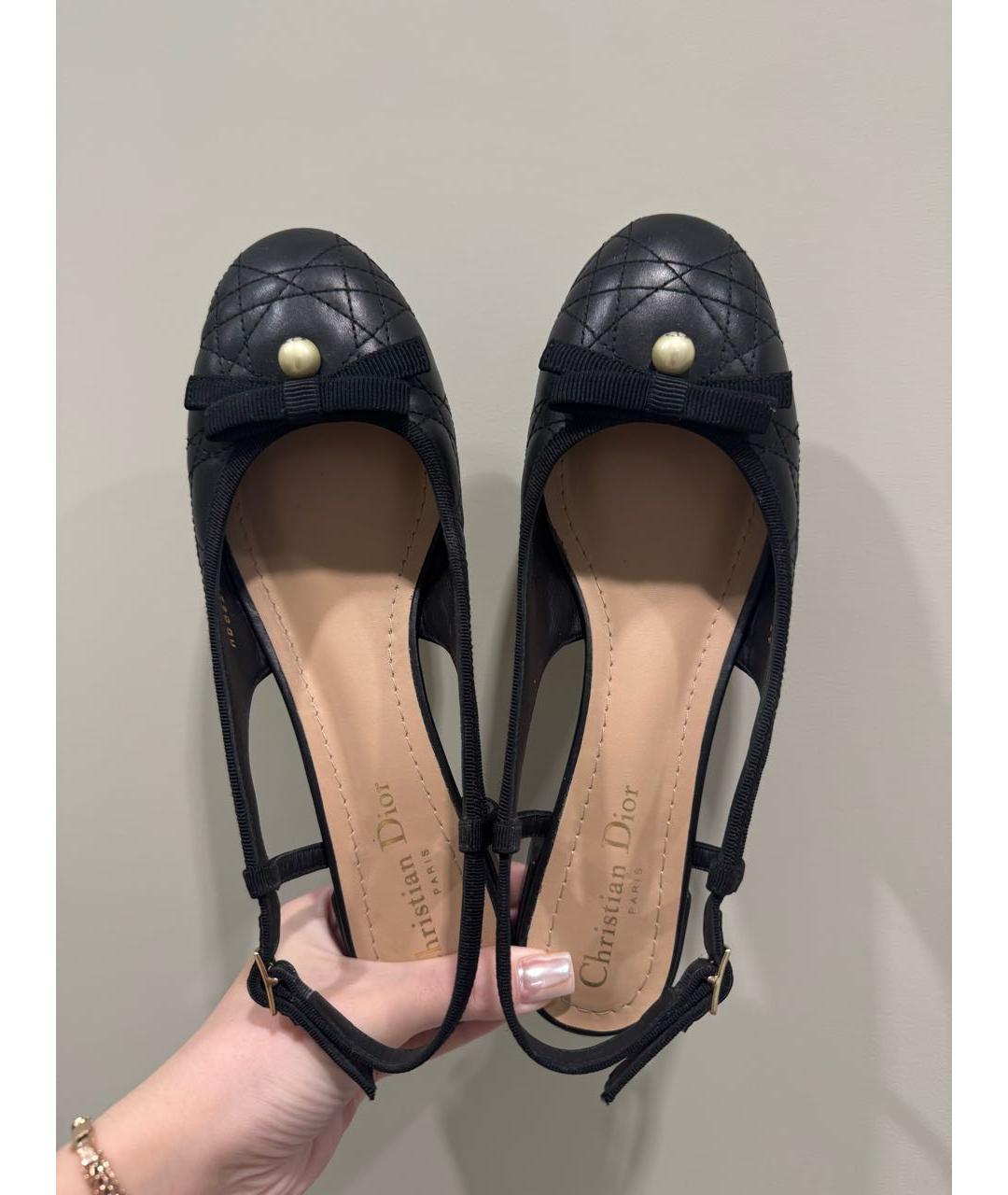 CHRISTIAN DIOR Черные кожаные балетки, фото 3