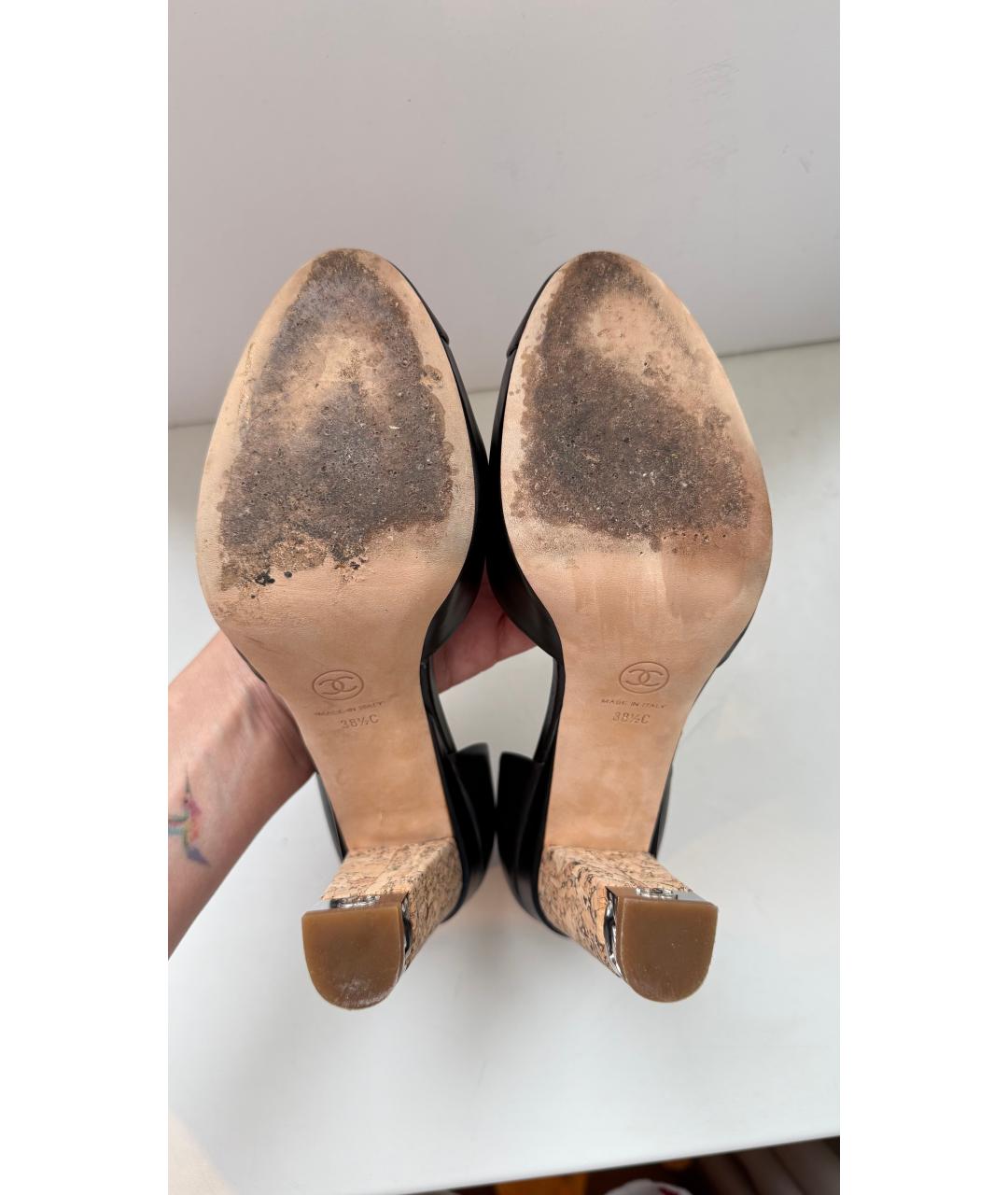 CHANEL Черные кожаные туфли, фото 4