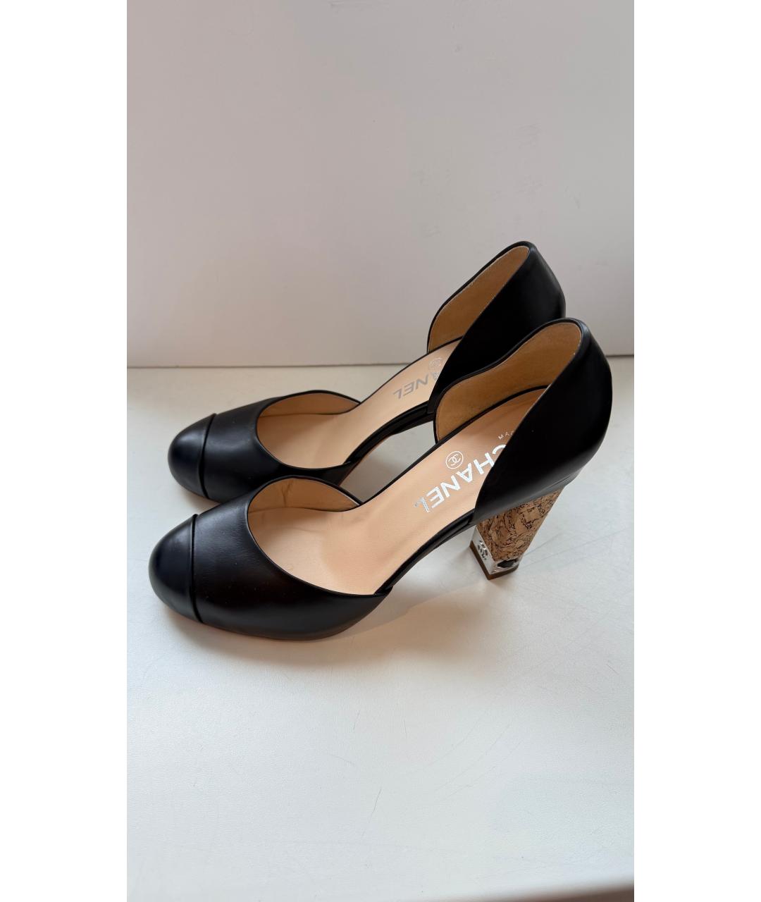 CHANEL Черные кожаные туфли, фото 5