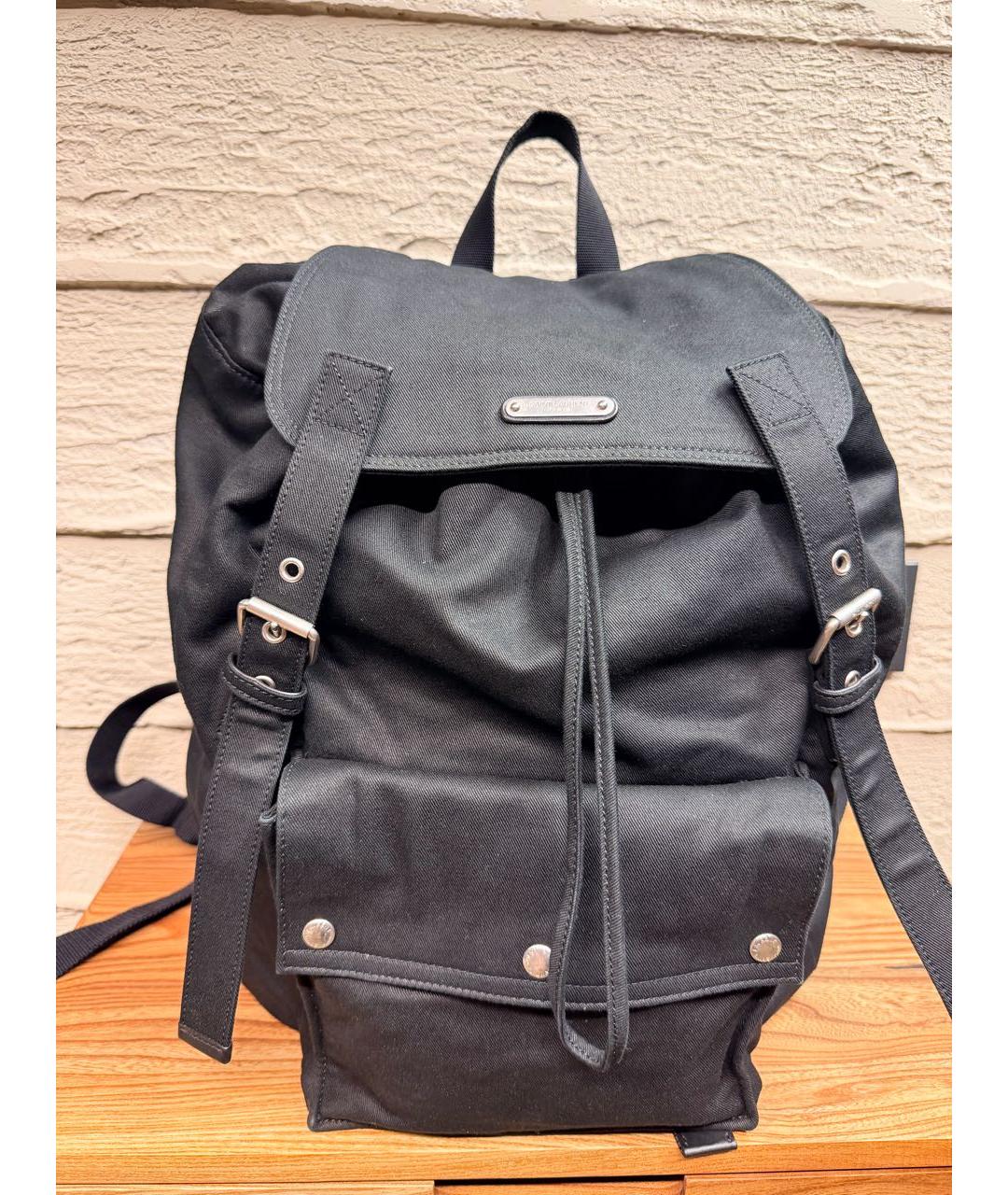 SAINT LAURENT Черный хлопковый рюкзак, фото 9