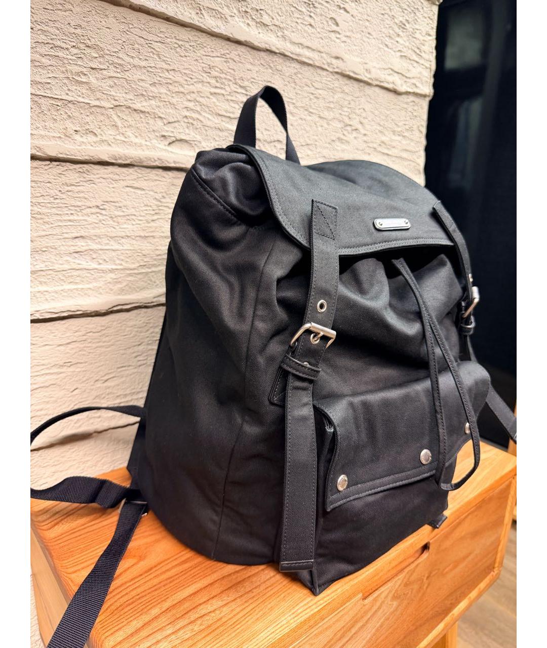 SAINT LAURENT Черный хлопковый рюкзак, фото 2