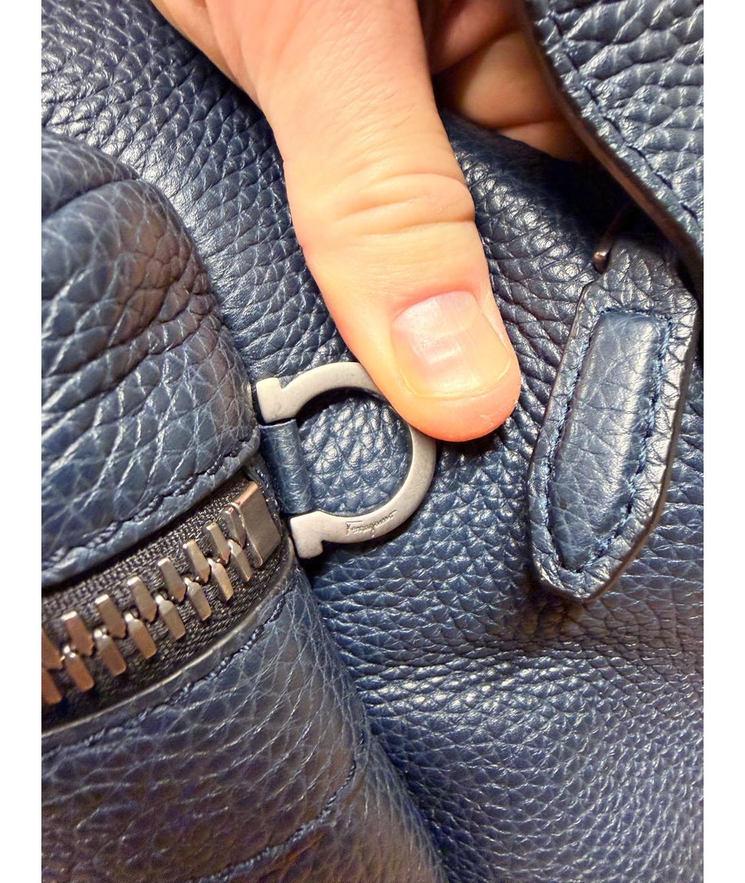 FERRAGAMO Темно-синий кожаный рюкзак, фото 5