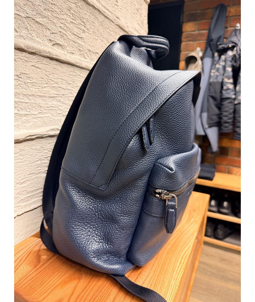 FERRAGAMO Темно-синий кожаный рюкзак, фото 2