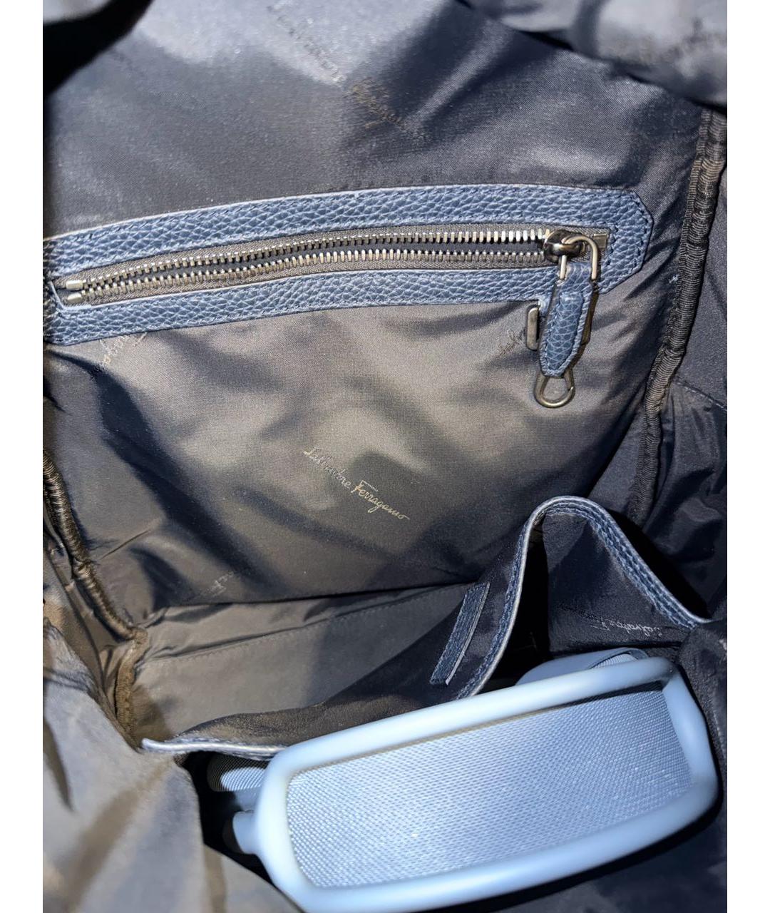 FERRAGAMO Темно-синий кожаный рюкзак, фото 4