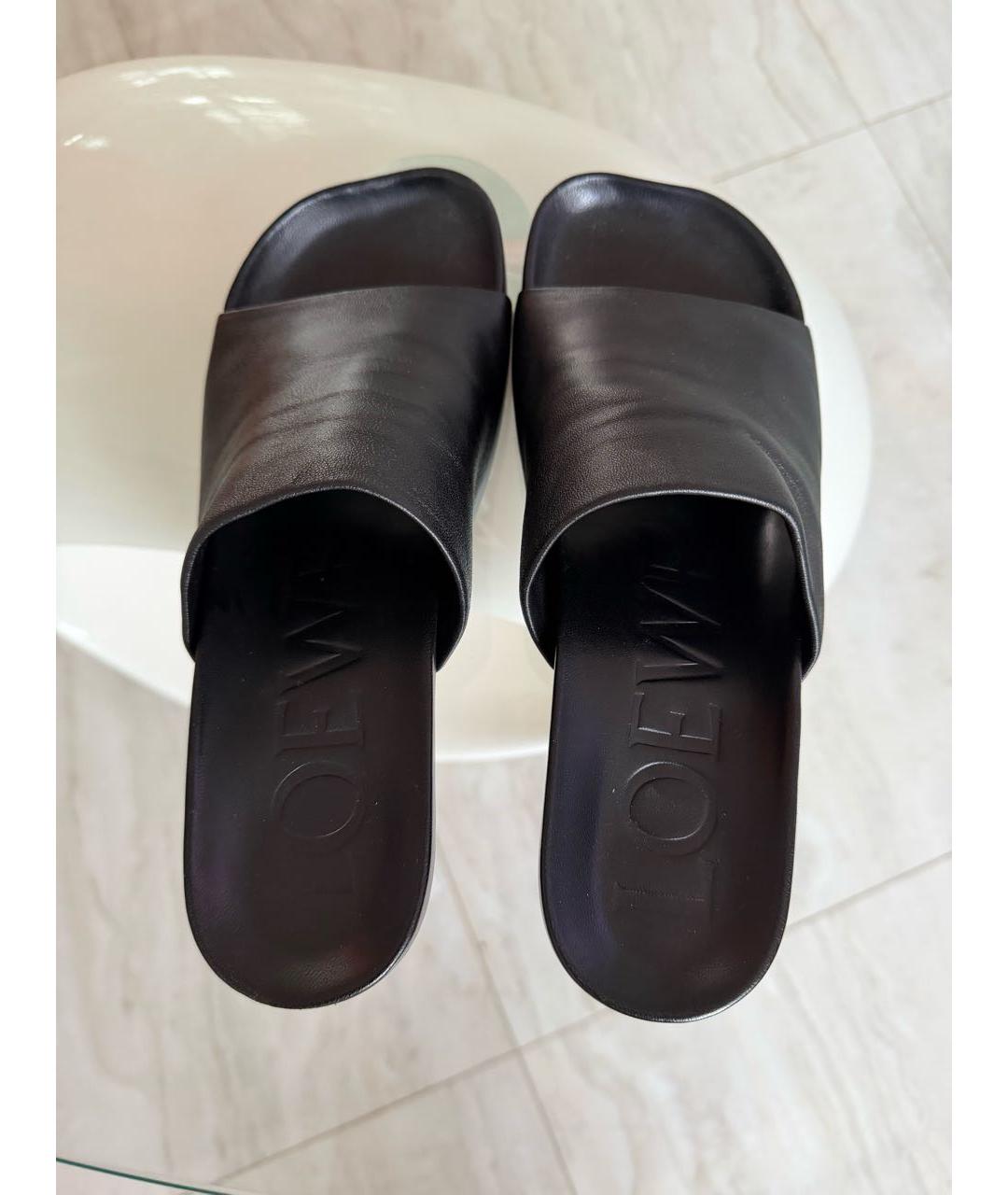 LOEWE Черные кожаные мюли, фото 3