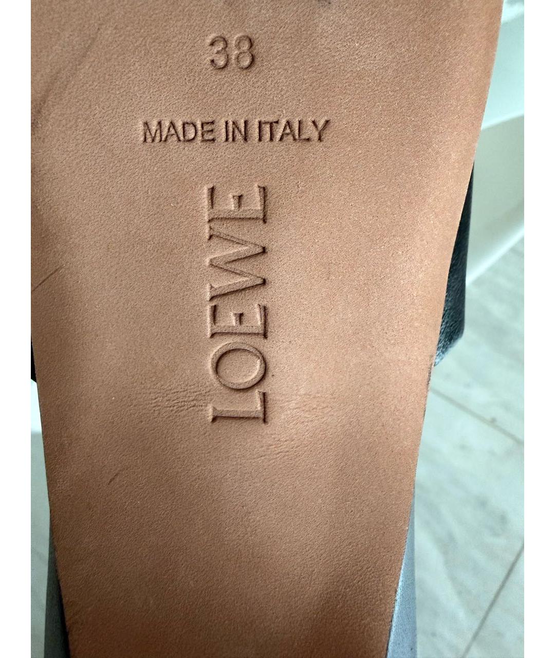 LOEWE Черные кожаные мюли, фото 6