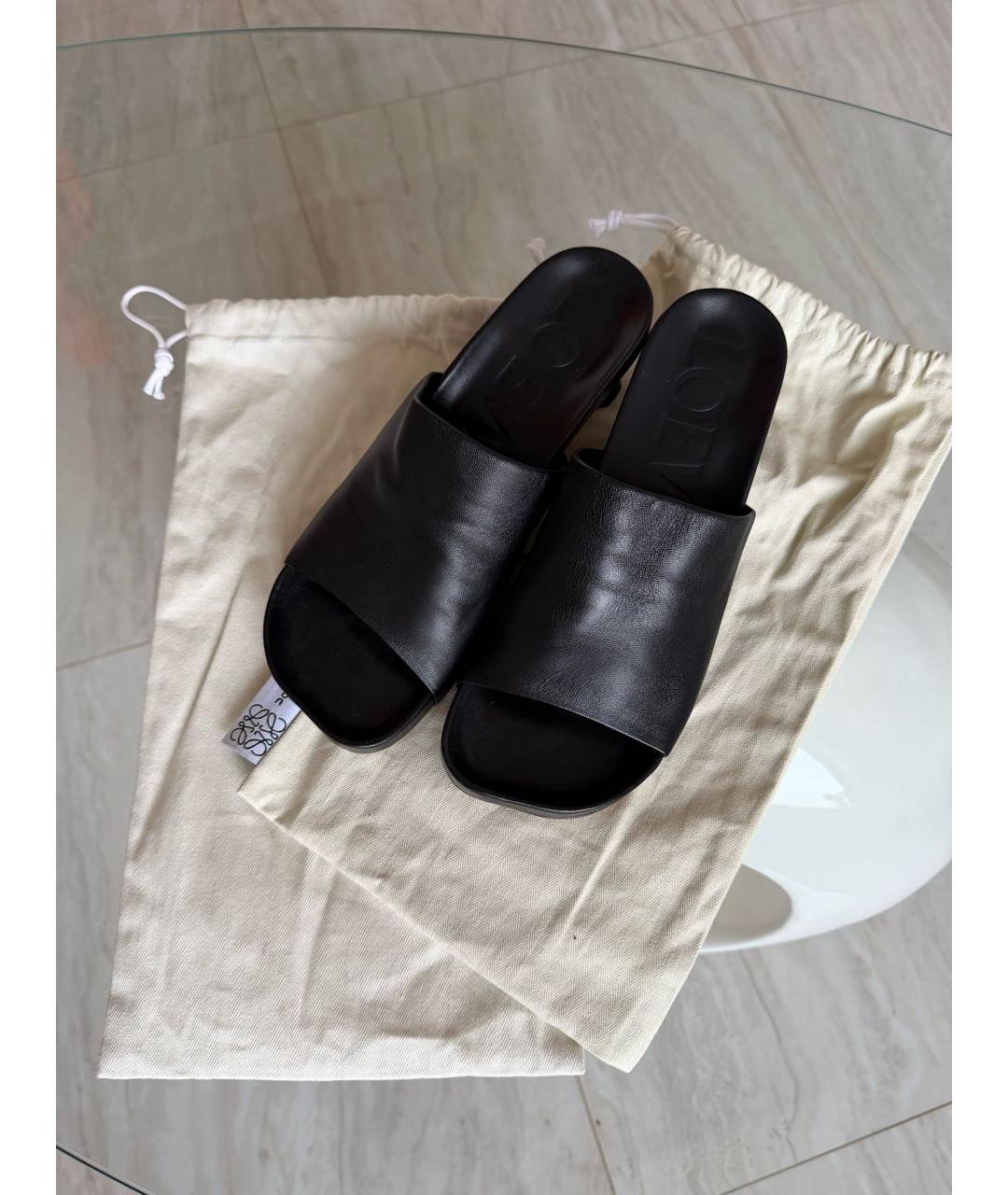 LOEWE Черные кожаные мюли, фото 5