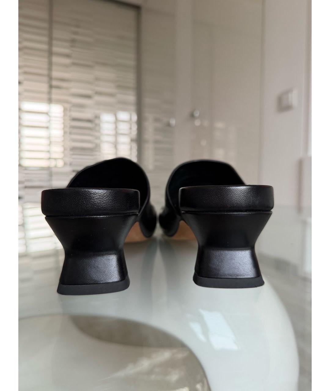 LOEWE Черные кожаные мюли, фото 4