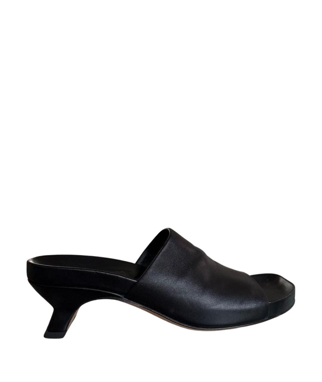 LOEWE Черные кожаные мюли, фото 1