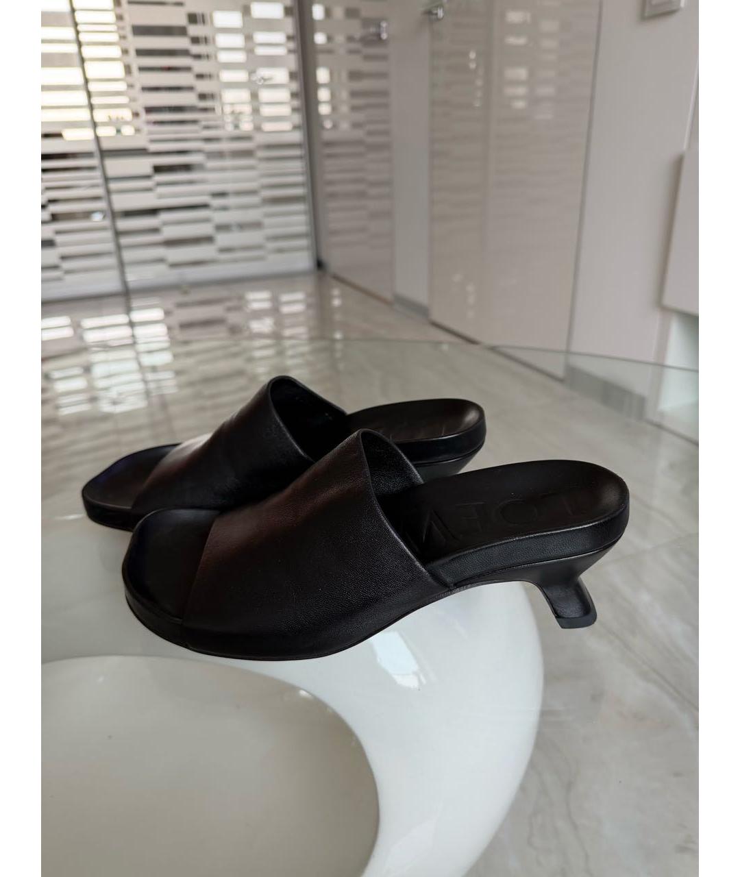 LOEWE Черные кожаные мюли, фото 7