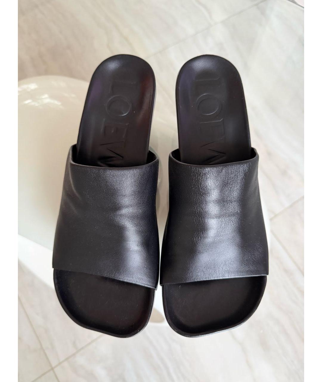 LOEWE Черные кожаные мюли, фото 2