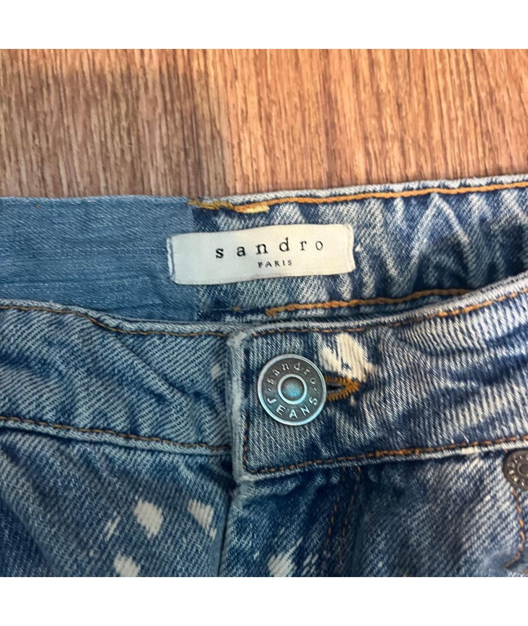 SANDRO Голубые хлопковые джинсы слим, фото 3