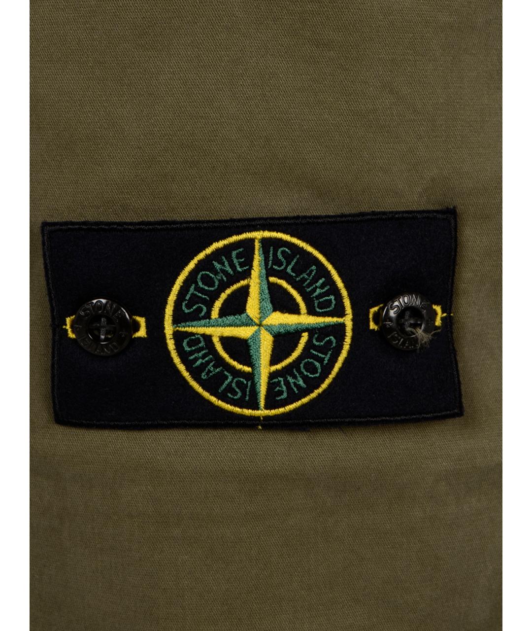 STONE ISLAND Хаки хлопковые повседневные брюки, фото 3