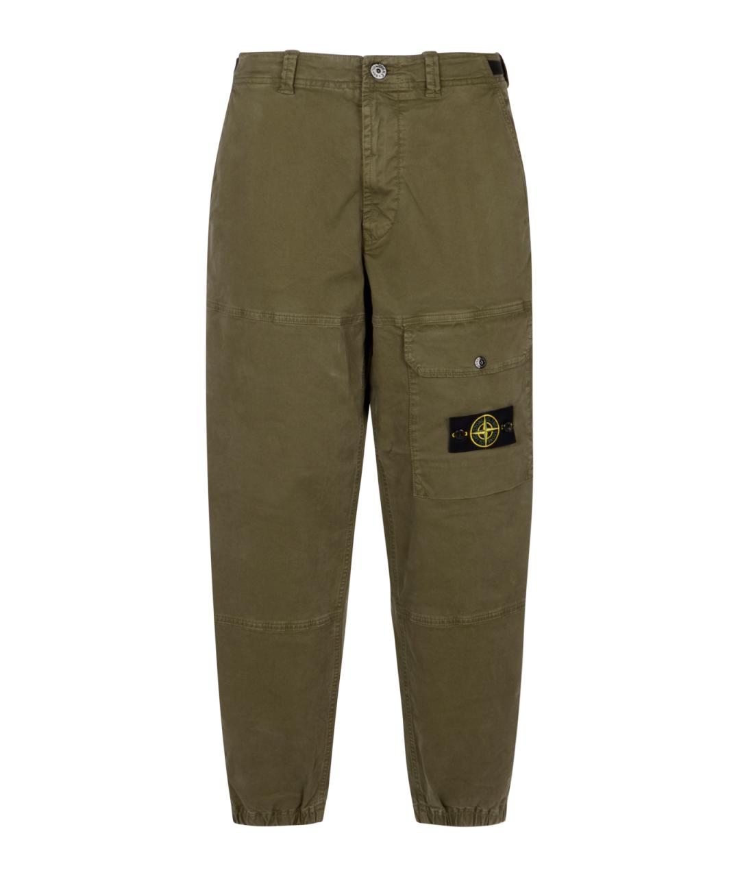 STONE ISLAND Хаки хлопковые повседневные брюки, фото 1